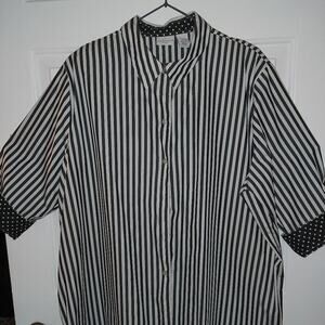 Kim Rodgers Stripped Blouse, with polka dot cuffs, and inside collar, size 22